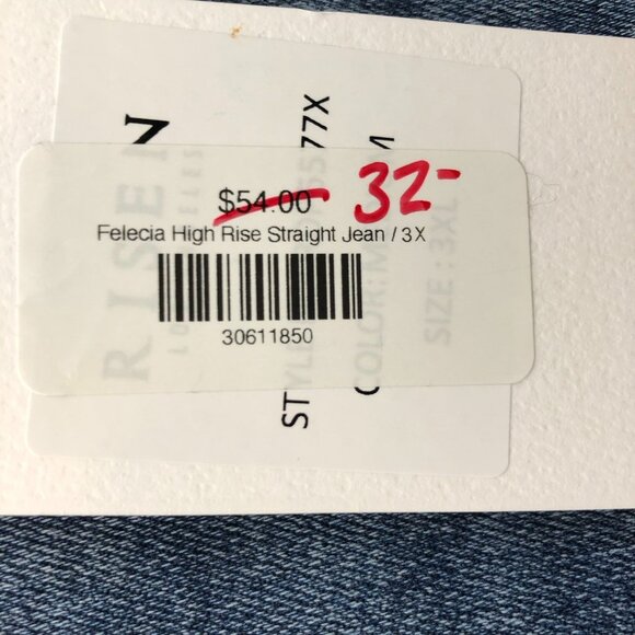 NWT Risen Jeans Womens Felecia Jeans Size 3XL High Rise Straight Leg Casual Blue - Picture 13 of 16